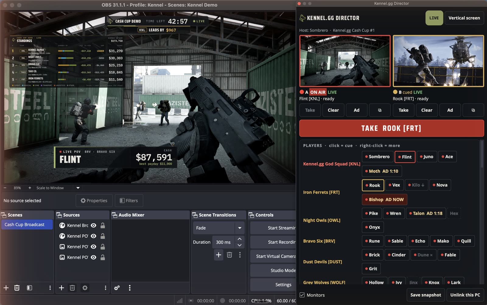 The Kennel.gg Director in OBS